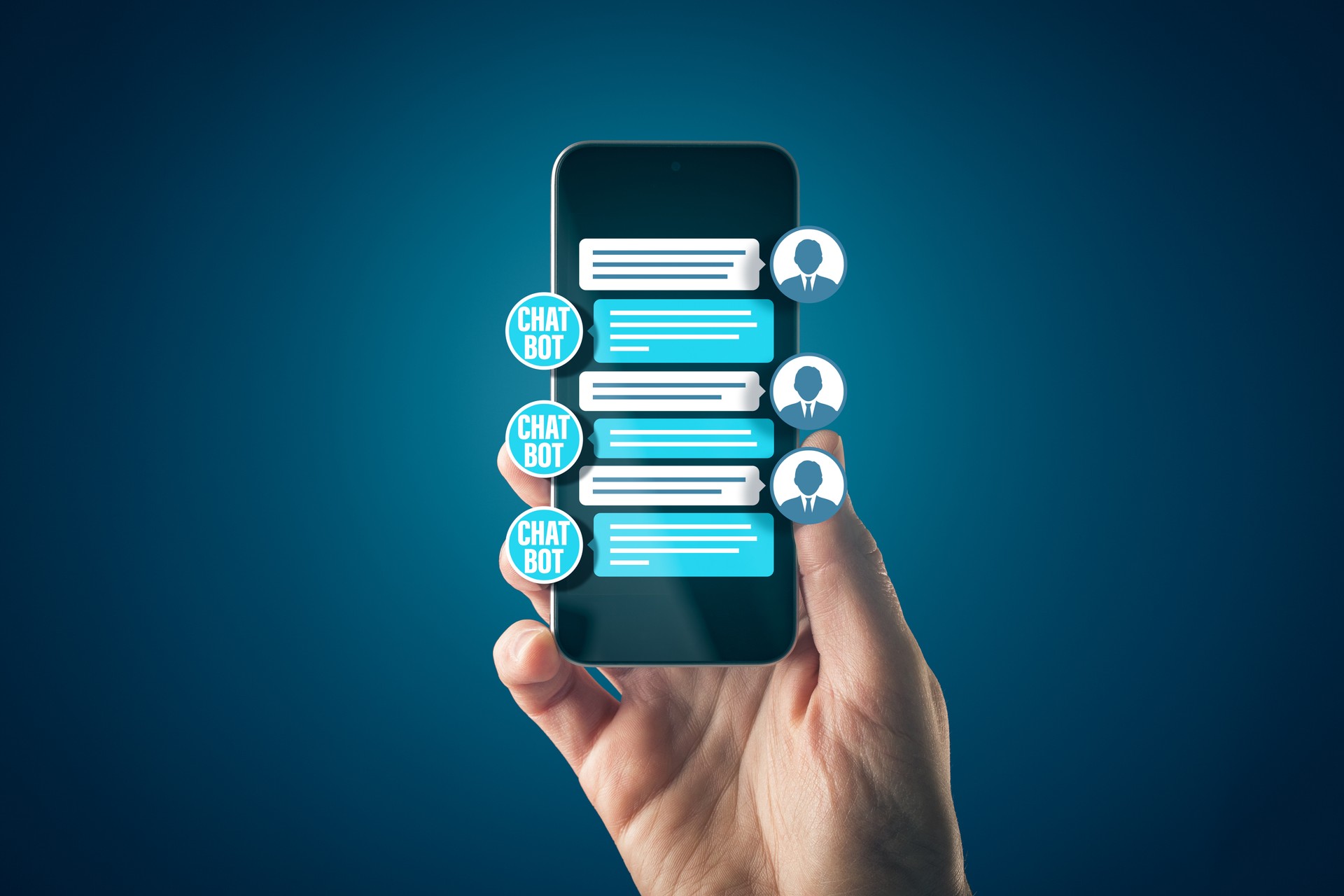 Chatbot Smart phone Artificial Intelligence communication concept
