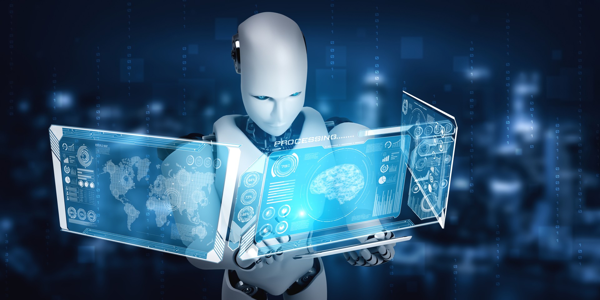 Robot humanoid using tablet computer for big data analytic